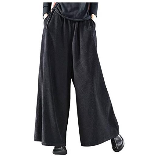Bigassets donna vita elastica cotone pantaloni di velluto a coste pantaloni larghi style 2 brown