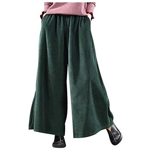 Bigassets donna vita elastica cotone pantaloni di velluto a coste pantaloni larghi style 1 khaki