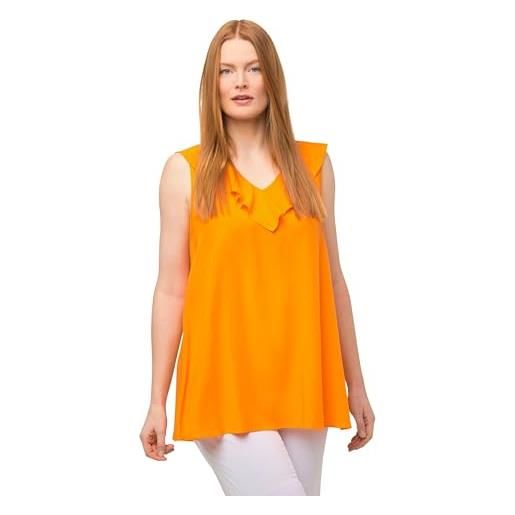 Ulla popken top con volant camicia da donna, arancione forte, 60-62
