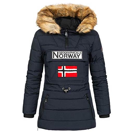 Geographical Norway belinda lady - parka caldo da donna, con cappuccio in pelliccia, passamontagna, invernale, fodera calda da donna, alla moda (nero, s)