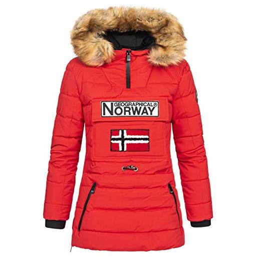 Geographical Norway belinda lady - parka caldo da donna, con cappuccio in pelliccia, passamontagna, invernale, fodera calda da donna, alla moda (rosso, xxl)