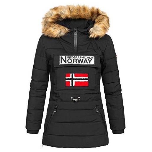 Geographical Norway belinda lady - parka caldo da donna, con cappuccio in pelliccia, passamontagna, invernale, fodera calda da donna, alla moda (rosso, xl)
