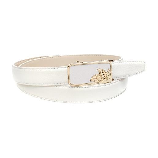 Anthoni Crown ledergürtel cintura, bianco, 80 cm donna