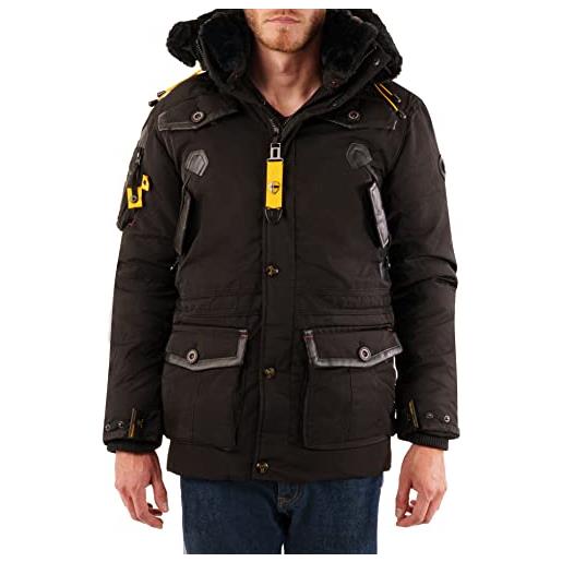 Geographical Norway - giacca invernale da uomo con cappuccio imbottito nero s