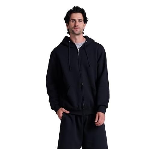 Russell Athletic dri-power - felpa con cappuccio da uomo, in pile, traspirante, misto cotone, vestibilità comoda, taglie s-4x, cerniera intera nera, small