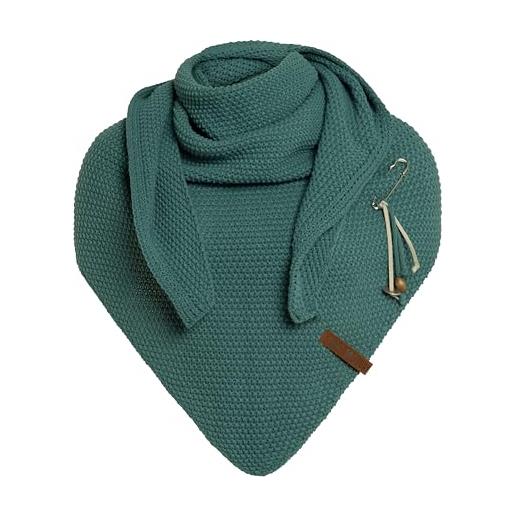 Knit Factory coco - scialle a triangolo da donna, sciarpa invernale lavorata a maglia, 190 x 85 cm, prodotto in europa, sciarpa da donna con spilla decorativa inclusa, laurel, 190x85 cm