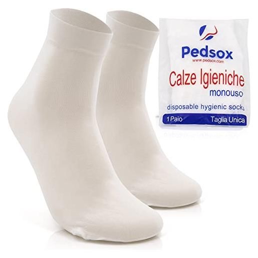 Pedsox, calze igieniche monouso per sport e lavoro, in nylon, confezione da 100 paia, unisex, taglia unica, bianco