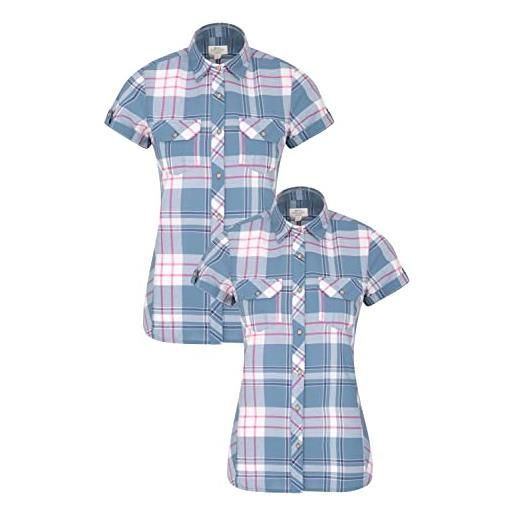 Mountain Warehouse camicia in cotone da donna holiday - top a maniche corte donna, camicia casual, camicia estiva leggera, camicetta traspirante - da viaggio, passeggio blu 42