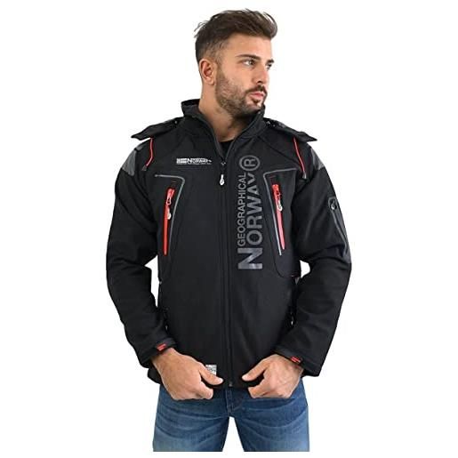 Geographical Norway techno bell men giacca softshell uomo inverno giacca in pile inverno con cappuccio uomo - abbigliamento cappotto con maniche lunghe parka uomo, nero , s