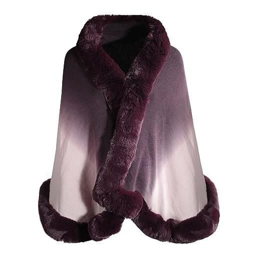 ZLYC donna invernale maglia stola nozze scialle in pelliccia sintetica