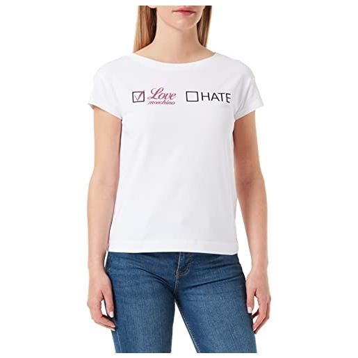 Love Moschino t-shirt with glitter love-hate print, bianco, 48 donna