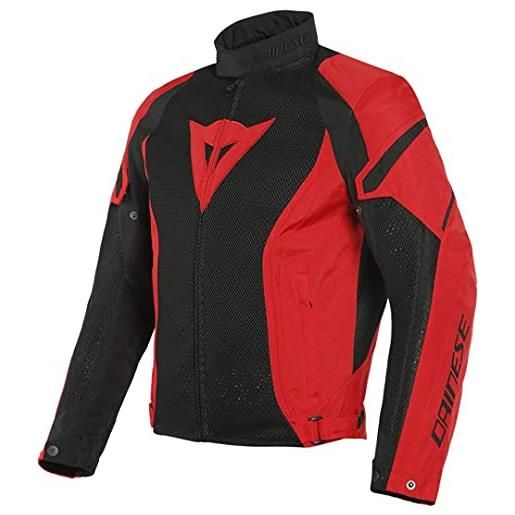 Dainese air crono 2 tex jacket, giacca moto estiva traforata, uomo, nero/rosso lava/rosso lava, 56