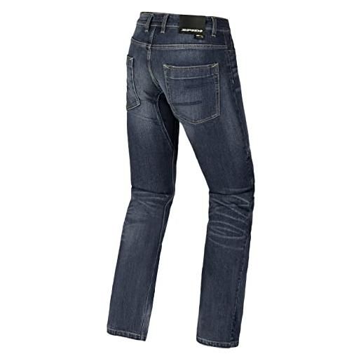 SPIDI, j-tracker, colore blue dark used, taglia 28, pantaloni moto uomo con protezioni, vestibilità slim, jeans moto pratici ed elasticizzati