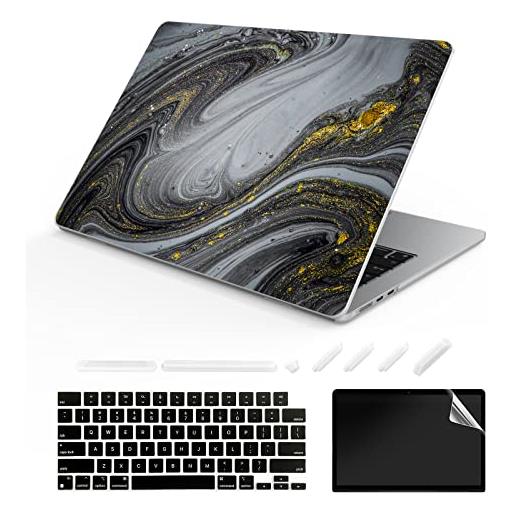 TeDaWen compatibile con mac. Book air 15,3 2023 release nuovo modello: a2941 m2 chip, custodia rigida per laptop con motivo stampato con copertura per tastiera e tappi antipolvere, marmo 20