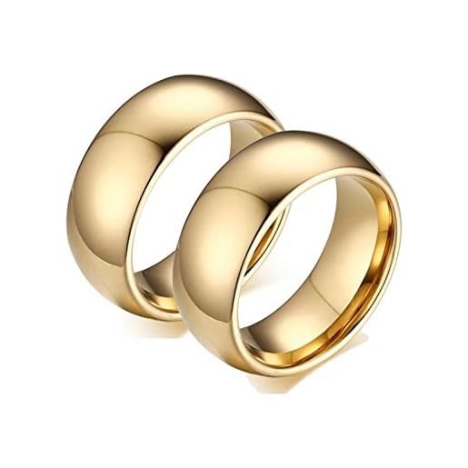 Hoisy anello, fedine fidanzamento coppia in oro cupola semplice anello in oro 8mm misuraredonna 20 con uomo 20