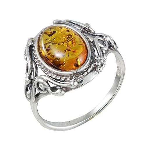 HolidayGiftShops anello in argento sterling e ambra con miele baltico georgine misura: 9
