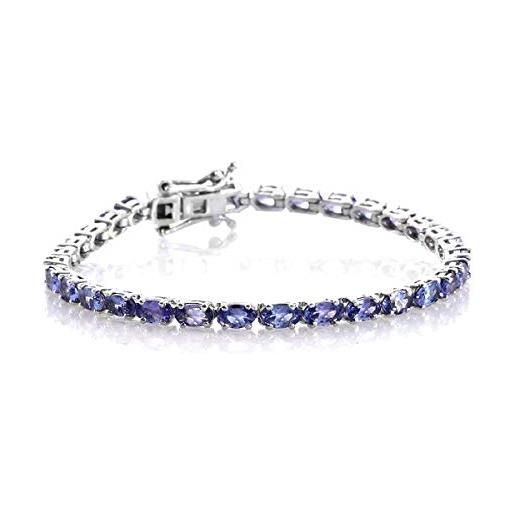 Shine Jewel braccialetto da tennis placcato platino in argento sterling 925 con pietra cz tanzanite da 5,5 ctw, gemma, tanzanite cz
