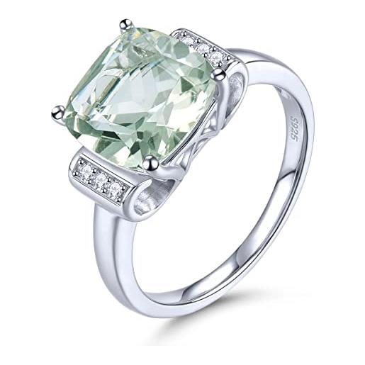 LP LOHASPIE 3.79 carati naturale verde fluorite donne anelli solido 925 sterling silver gemstone anello di promessa elegante cubic zirconia gioielli per compleanno anniversario (verde chiaro, n 1/2)