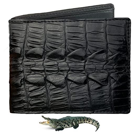 HATA portafoglio in coccodrillo nero fatto a mano con carta di credito premium portafoglio id blocco rfid realizzato dall'artigiano vietnamita vinam-99