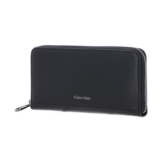 Calvin Klein duo stitch long zip around wallet ck black