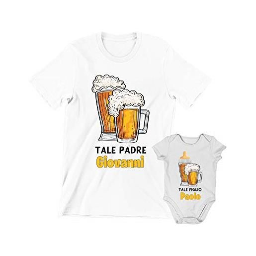 Incidiamo coppia t-shirt magliette body neonato padre figlio regalo festa del papà personalizzabile body papà neonato divertenti birra tale padre tale figlio