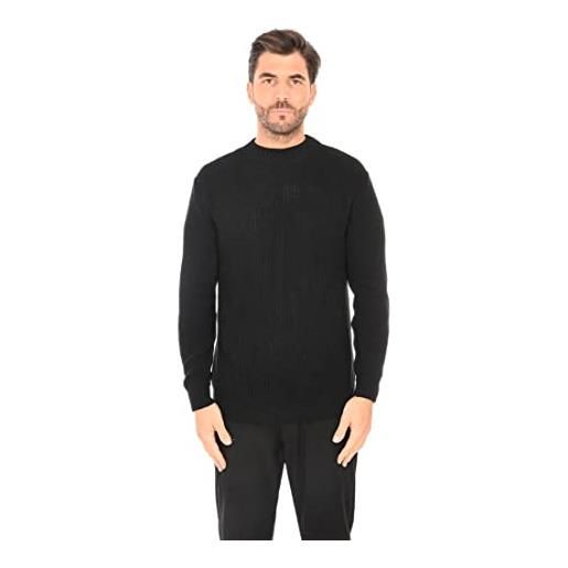 Ciabalù maglione uomo invernale pullover in lana slim fit made in italy (xl, nero)