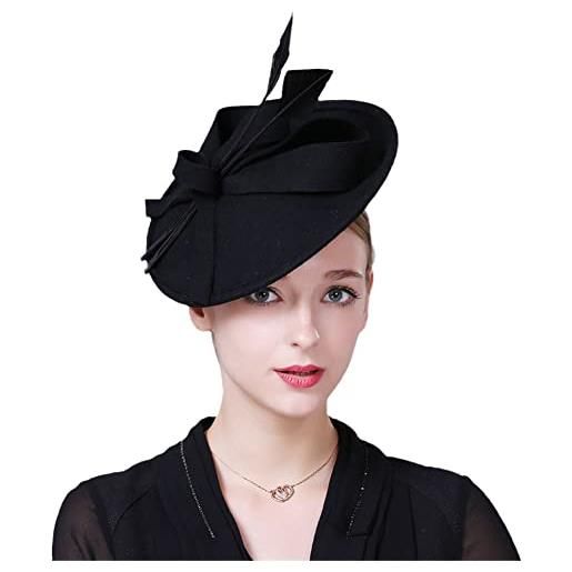 Youllyuu cappelli fedora di lana donne fascinators cappello da sposa pillbox cappelli formale chiesa derby vestito fedoras