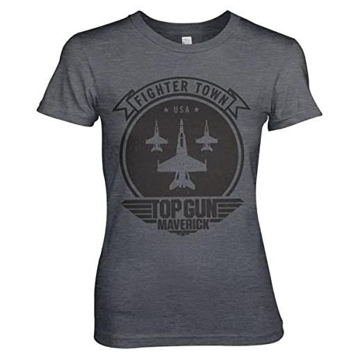 Top Gun: Maverick licenza ufficiale fighter town donna maglietta (dark-heather), medium