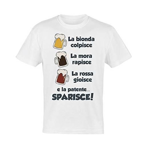 My Digital Print t-shirt maglietta uomo divertente, la bionda colpisce la mora rapisce la rossa gioisce, frasi comica estate (bianco, l it uomo)