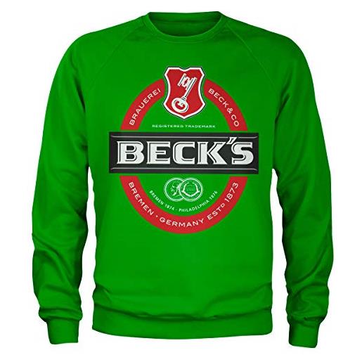 Beck's licenza ufficiale label logo felpa (verde), m