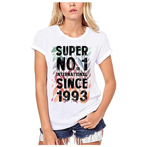 ULTRABASIC donna maglietta cotone biologico - super no1 international since 1993 - 31 anni idea regalo 31° compleanno t-shirt anniversario stampa grafica vintage anno 1993 novità bianco xs