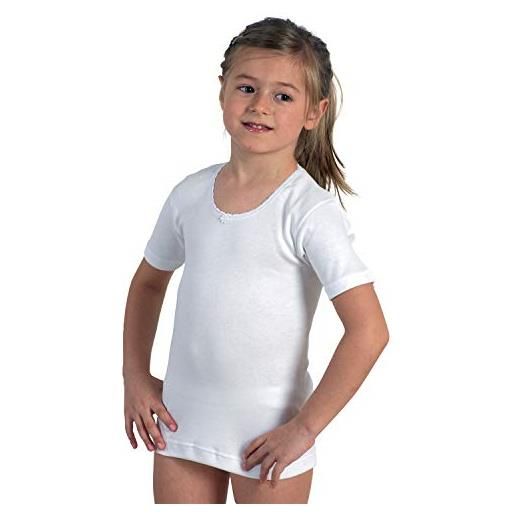 ROSSOPORPORA, 3 maglie interne bimba ragazza a manica corta in caldo cotone bianco. 10 anni