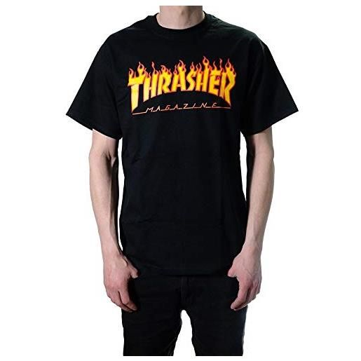 Thrasher, t-shirt, logo con fiamme nero small