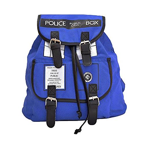 HAMIQI doctor who cosplay police box fashion zaino casual borsa di tela lavata blu zaino da viaggio anime zaino per studenti flip coulisse borse zaino sportivo
