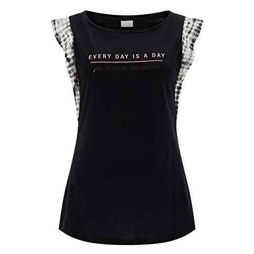 FREDDY - t-shirt in modal con maniche ad aletta in viscosa stampata, donna, nero, medium