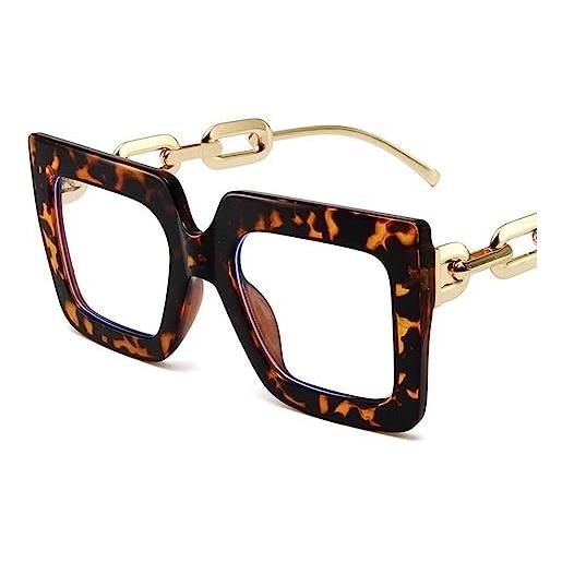 COKYIS oversize cat eye occhiali da lettura oprah stile lettori donne carino occhiali da vista ferro catena piatta occhiali tartaruga, bianco, 3.5