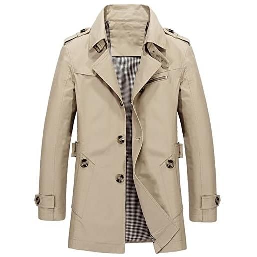 WFEI giacca da uomo business da uomo 2021 primavera autunno casual giacca a vento giacca da uomo trench cappotto uomo soprabito, light khaki, 4xl