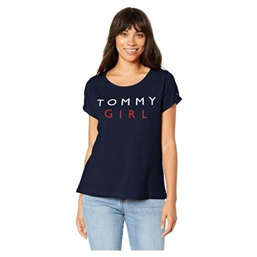 Tommy Hilfiger cn tee ss top pigiama, rosso (red 611), medium (taglia produttore: md) donna