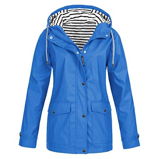 Generic cappotti antivento con cappuccio impermeabile donne pioggia all'aperto giacca plus cappotto donna shopping online, blau, m