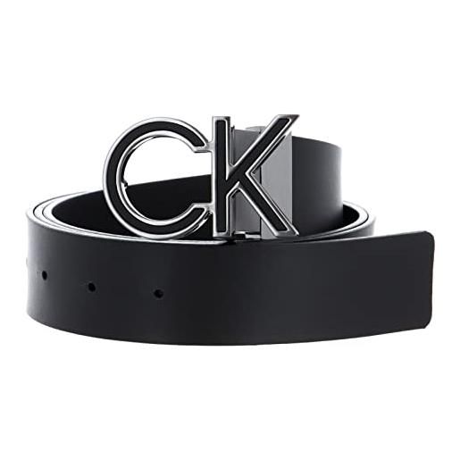 Calvin Klein logo rev ck metal inlay 35mm w100 black smooth / black textured