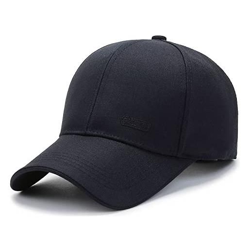 HHRHLKNH cappello baseball cappello da uomo di mezza età primaverile e autunnale semplice berretto da baseball di mezza età e anziano cappello da sole berretto da esterno, ricamato blu scuro, regolabile