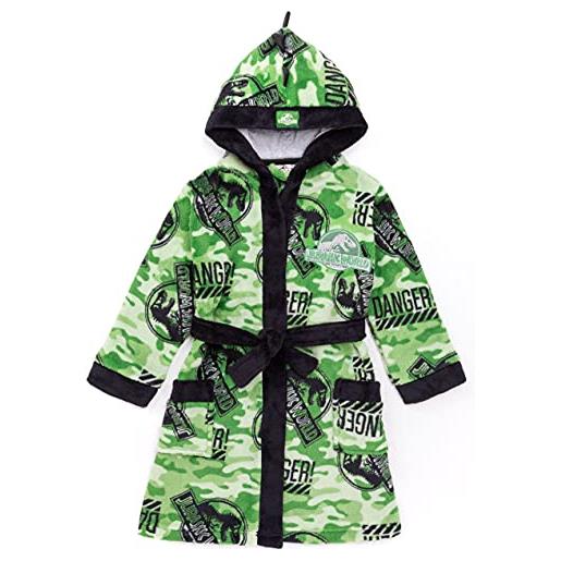 Jurassic World giurassico world dressing gown boys kids camo t rex pjs accappatoio robe 4-5 anni