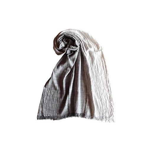 Next Way sciarpa foulard da uomo in cotone effetto stropicciato, fantasia a righe in vari colori cod 401 (1 - grigio)