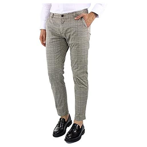 Ciabalù pantaloni uomo eleganti in cotone leggero a quadri classici (beige, 44)