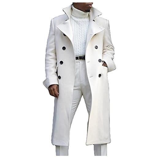 LUPE nuovi cappotti di moda europei e americani autunno inverno britannico sciolto cappotto lungo, bianco, xx-large