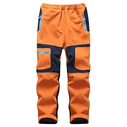 Machbaby pantaloni da sci per bambini e bambine, con fodera in pile, traspiranti, funzionali, da trekking, da sci, colore: rosa. , 122 cm-128 cm
