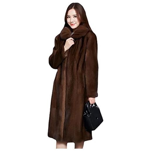 Kuteng cappotto di pelliccia sintetica di alta qualità da donna invernale cappotto di pelliccia lungo di lusso cappotto allentato cappotto di peluche femminile spesso caldo plus size, marrone, 8xl