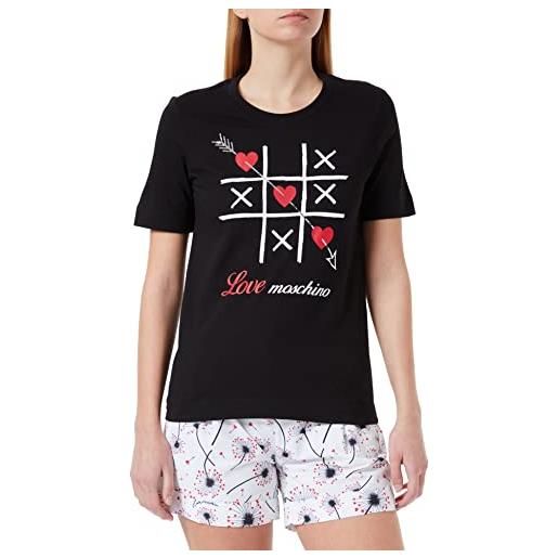 Love Moschino t-shirt with tic tac toe brand print, nero, 46 donna