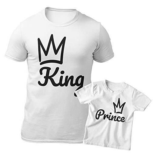 My Digital Print t-shirt maglietta papà figlio, king & prince, io sono tuo padre, idea regalo per la festa del papà (bianco + bianco, m + 5/6 anni)