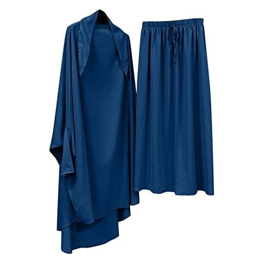 Generic abaya musulmano donna abiti da preghiera abbigliamento da donna jilbab khimar caftano abito gonna completa set 2 pezzi islamico afghano medio oriente dubai turchia ramadan, lilla, taglia unica